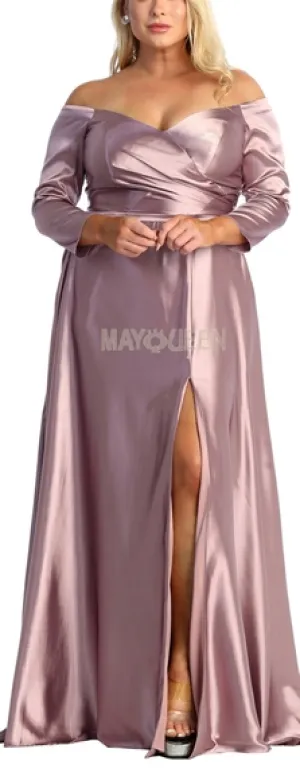 COPY - Plus size mauve pink formal evening bridesmaid mother of the bride dress