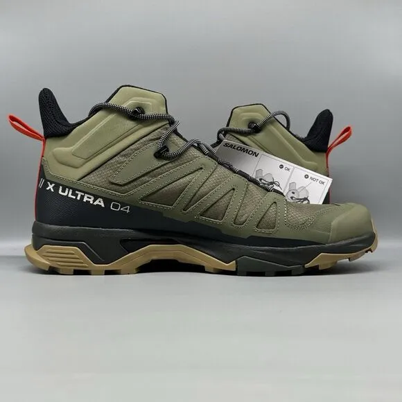 COPY - Salomon X Ultra 4 Mid GTX GoreTex SZ 12 WATERPROOF Khaki Black Hiking Bo…