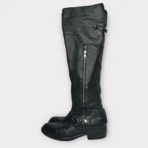 COPY - Steve Madden black leather motorcycle over knee boots