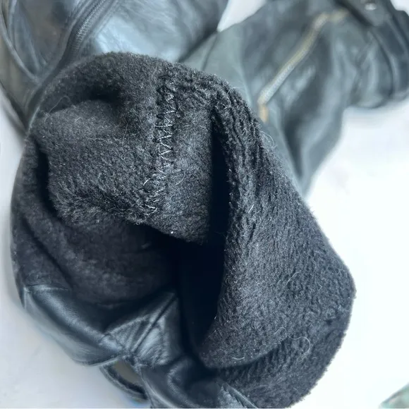 COPY - Steve Madden black leather motorcycle over knee boots