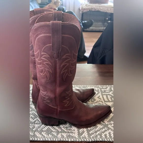 COPY - Tecovas Brown Heeled Boots with Decorative Stitching