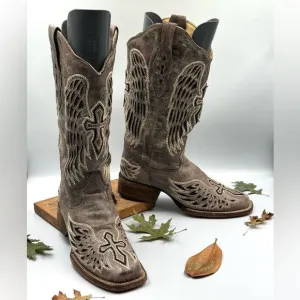 Corral Vintage Women's Sequin Wings &amp; Cross Embroidery Boots