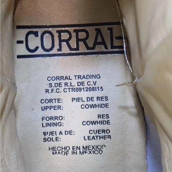 Corral White Glitter Inlay &amp; Crystals Square Toe Western Boots A3397 Size 7.5 M