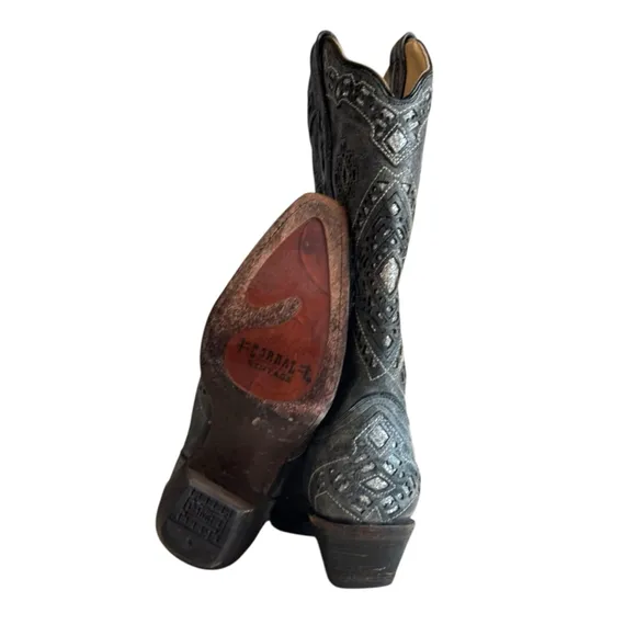 Corral Womens Boots Glitter Inlay Gray Black Silver Western Sz 8M Snip Toe A2963