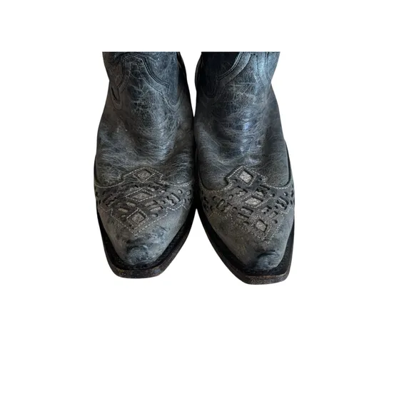 Corral Womens Boots Glitter Inlay Gray Black Silver Western Sz 8M Snip Toe A2963