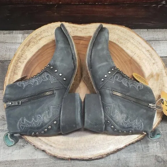 Corral Womens Size 6.5 M C3729 Embroidery And Stud Western Ankle Boots Gray $200