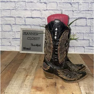 Corral Black/Gold Wings &amp; Cross Cowgirl Boots