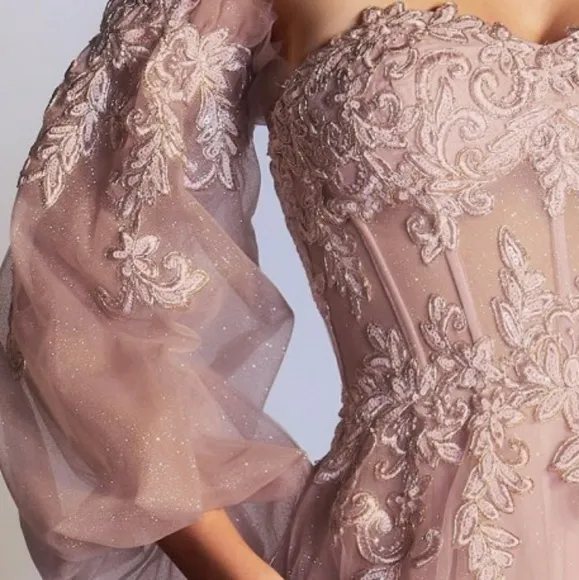 Corset strapless dusty rose,silver,black,champagne gold long dress with sleeve