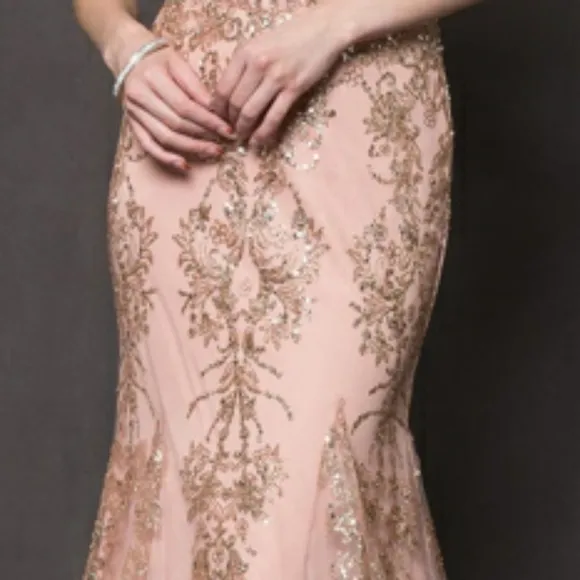 Corset style mermaid long glitter pattern gown