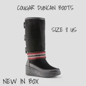 Cougar Duncan Black Leather Waterproof Shearling Boots Women's Size 8 New In Box