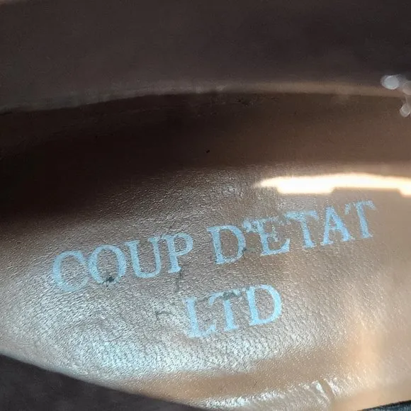 COUP D'ETAT LTD Gold Leather Block Heel Ankle Boots Size 8M