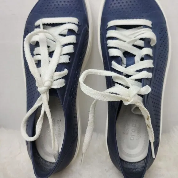 Crocs Citilane Roka Rubber Court Lace Up Navy Waterproof Sneaker Shoes Size 8
