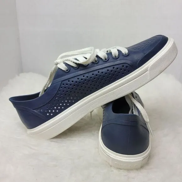 Crocs Citilane Roka Rubber Court Lace Up Navy Waterproof Sneaker Shoes Size 8