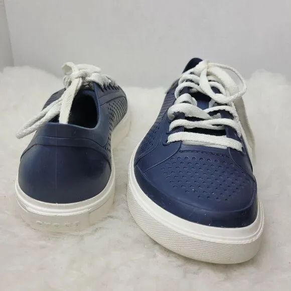 Crocs Citilane Roka Rubber Court Lace Up Navy Waterproof Sneaker Shoes Size 8