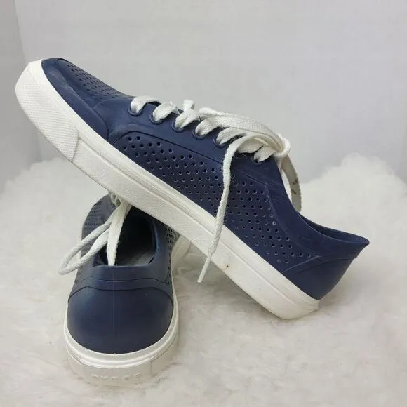 Crocs Citilane Roka Rubber Court Lace Up Navy Waterproof Sneaker Shoes Size 8
