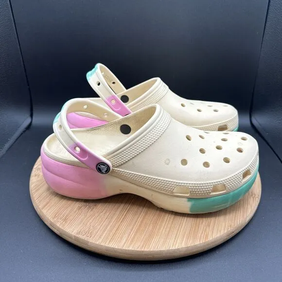 Crocs Classic Platform Ombre Clog Womens Size 11 Sandals Yellow Waterproof Shoes