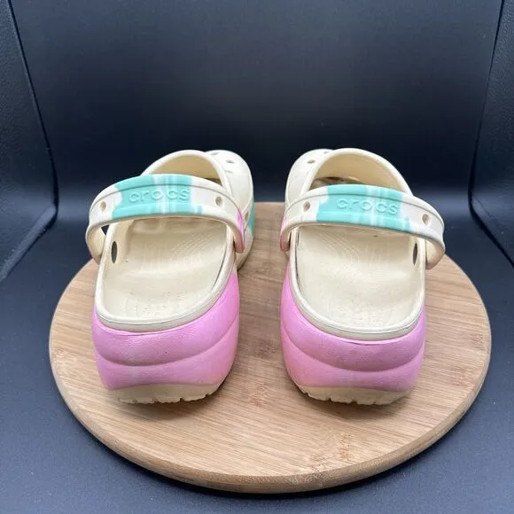 Crocs Classic Platform Ombre Clog Womens Size 11 Sandals Yellow Waterproof Shoes