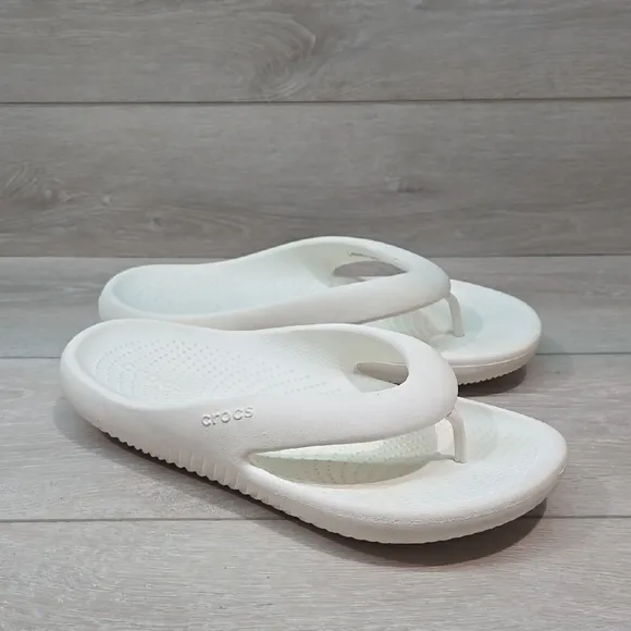 Crocs Mens Thong Rubber White Crocs Flip Flops Sandals Shoes Sz 11