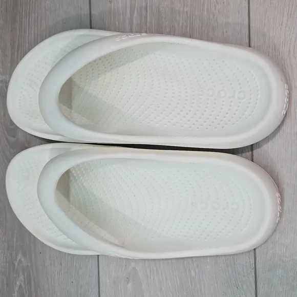 Crocs Mens Thong Rubber White Crocs Flip Flops Sandals Shoes Sz 11