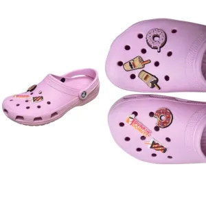 Crocs Pink Dunkin Donuts Charms Baya Clogs Comfortable Shoes Slip On Men’s 8