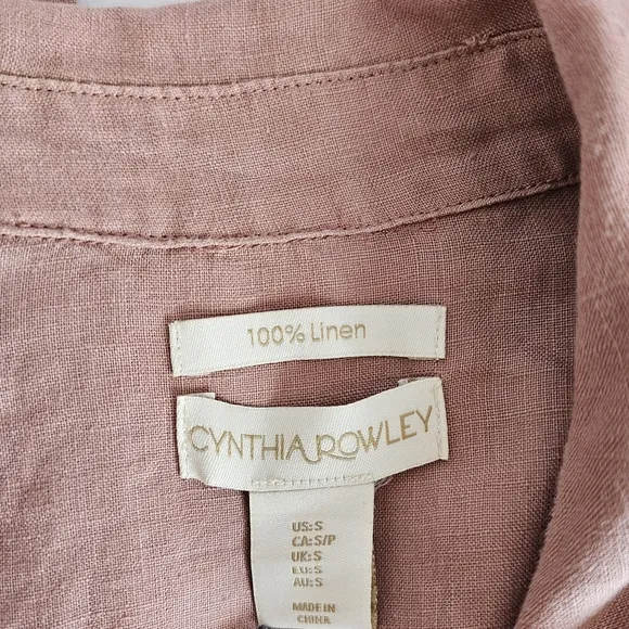 Cynthia Rowley 100% Linen Trench Coat Lagenlook Womens Size S Powder Pink Gauzy