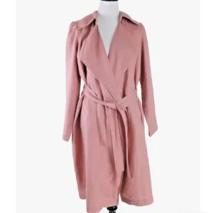 Cynthia Rowley 100% Linen Trench Coat Lagenlook Womens Size S Powder Pink Gauzy