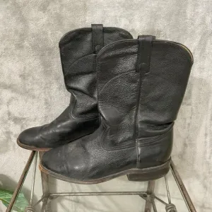 Dan Post Black Leather Roper Western Cowboy Boots Mens Size 8.5 D