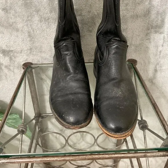 Dan Post Black Leather Roper Western Cowboy Boots Mens Size 8.5 D