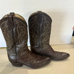 Dan Post Brown Cowboy Boots with Decorative Stitching