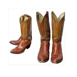 Dan Post cowboy boots Teju lizard and leather with flame stitching Style 6836
