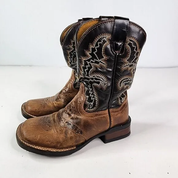 Dan Post Western Boots Boys Square Toe Distressed Tan Bone DPC2925 10.5 D
