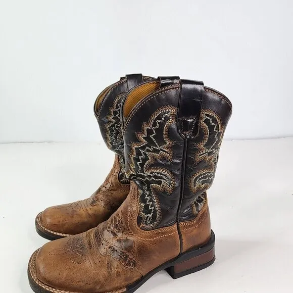 Dan Post Western Boots Boys Square Toe Distressed Tan Bone DPC2925 10.5 D