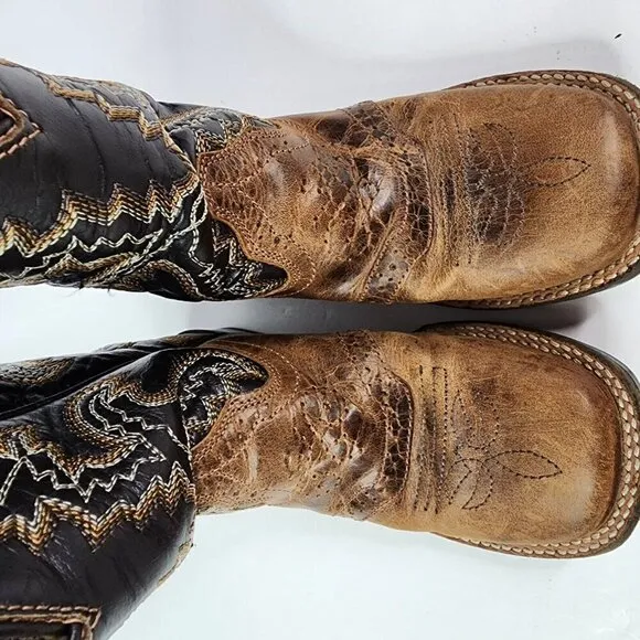 Dan Post Western Boots Boys Square Toe Distressed Tan Bone DPC2925 10.5 D