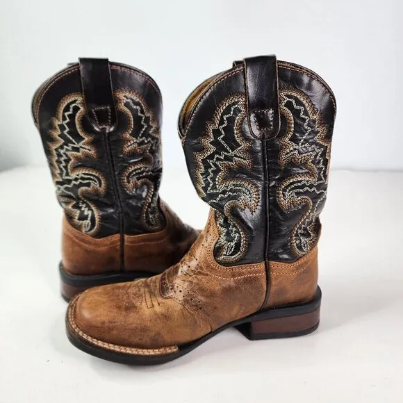 Dan Post Western Boots Boys Square Toe Distressed Tan Bone DPC2925 10.5 D