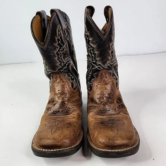 Dan Post Western Boots Boys Square Toe Distressed Tan Bone DPC2925 10.5 D