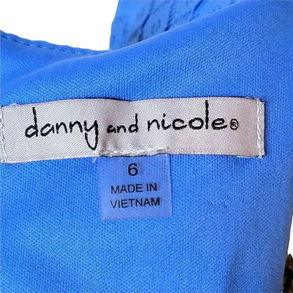 DANNY AND NICOLE Women's Regular Floral Mesh A Line Dress Size 6 Light Blue