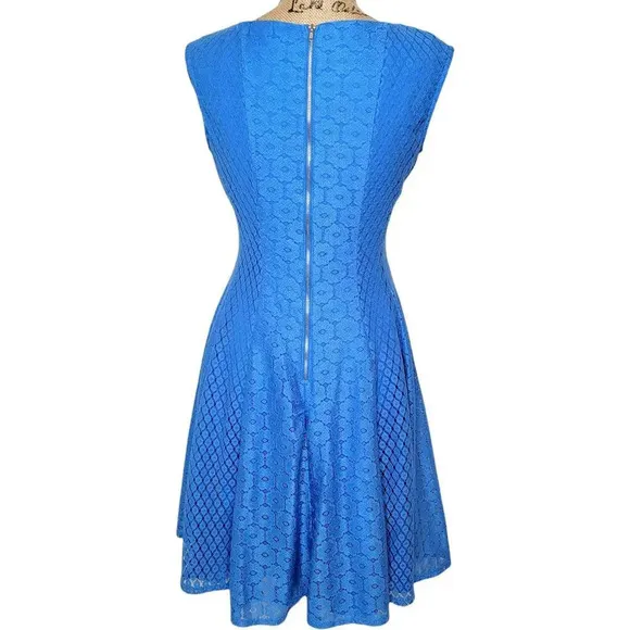 DANNY AND NICOLE Women's Regular Floral Mesh A Line Dress Size 6 Light Blue