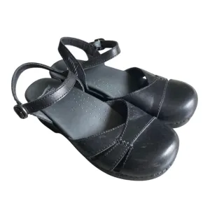 Dansko Black Leather Shoes Clog Sandals