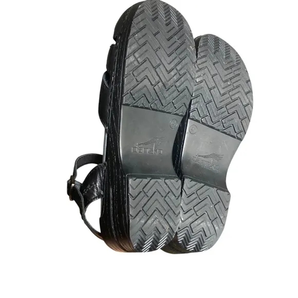 Dansko Black Leather Shoes Clog Sandals