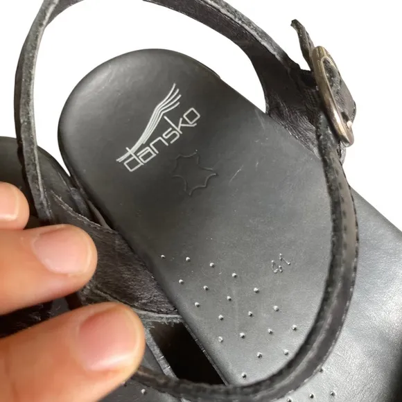 Dansko Black Leather Shoes Clog Sandals