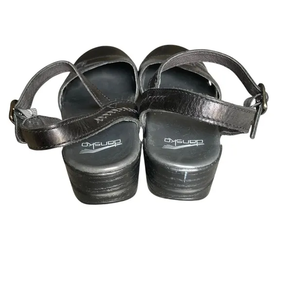Dansko Black Leather Shoes Clog Sandals