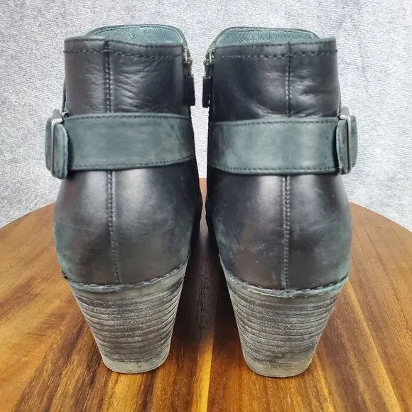 Dansko Boots Womens 10.5 41 Black Nubuck Leather Shirley Zip Wedge Ankle Booties