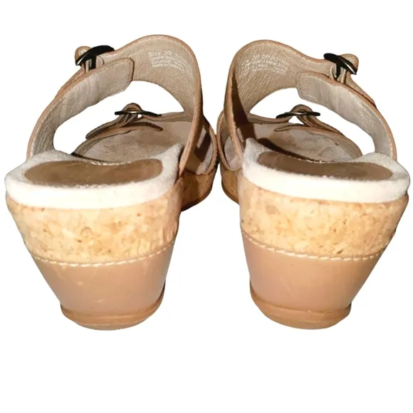 DANSKO Carla Tan Wedge Cork Leather Adjustable Strap Slide-on Sandal‎ Wom…