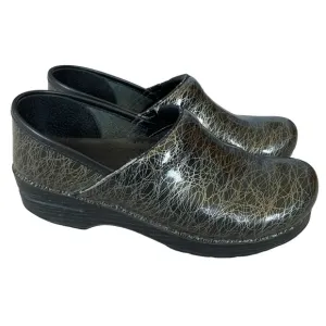 DANSKO Clog Shoes Scribble Black Gold Patent Leather Comfortable 39 9