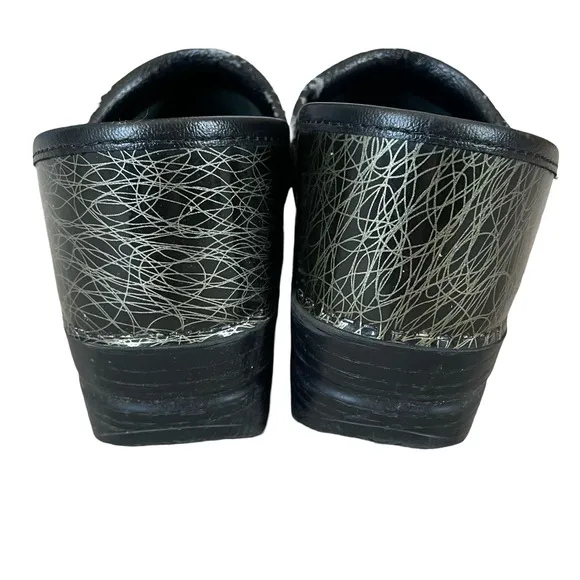 DANSKO Clog Shoes Scribble Black Gold Patent Leather Comfortable 39 9