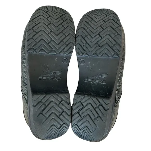 DANSKO Clog Shoes Scribble Black Gold Patent Leather Comfortable 39 9