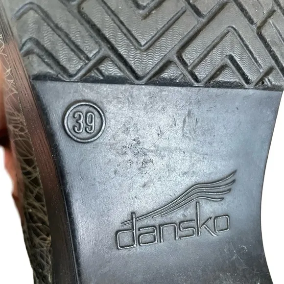 DANSKO Clog Shoes Scribble Black Gold Patent Leather Comfortable 39 9