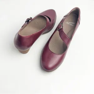 DANSKO Dianne Leather Upper Cabernet Adjustable Strap Mary Jane Heels Size 8