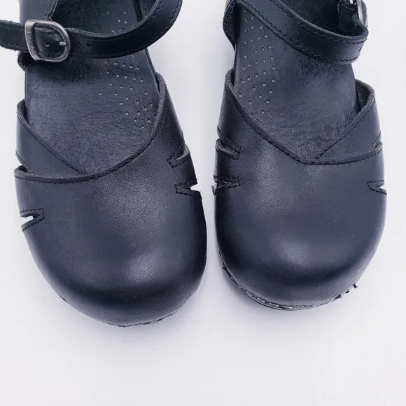 Dansko Margrete Mary Jane Clogs Comfort Shoes Black Leather Size 41