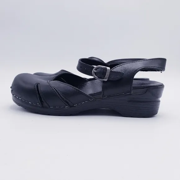 Dansko Margrete Mary Jane Clogs Comfort Shoes Black Leather Size 41